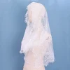 voile en dentelle élégant pour mariées, 1 pièce, en polyester transparent, motifs floraux géométriques, voile de mariage parfait