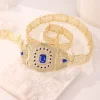 ceinture marocaine en or, tête de ceinture évidée incrustée de grandes pierres précieuses, montrant le style noble de gentleman