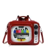 dessin animé mignon sacs à main pour femmes drôle rétro tv transparent carré sac mode cuir personnalisé créatif sac à bandoulière femme