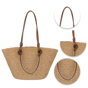 Sac fourre-tout tissé pour femmes, mode initiée, sacs de plage d&rsquo;été, sac tressé carillon, sac à main tissé simple pour les voyages en plein air