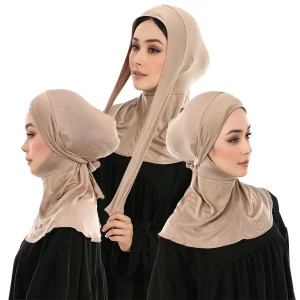 Laven mode printemps été respirant Hijabs Long instantané Hijab femme plein de cou prêt à porter Hijabs cravate dos chapeaux