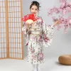 robe traditionnelle kimono japonaise pour enfants, costume féminin, robe yukata imprimée, spectacle pour élèves du primaire