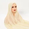 foulard hijab en mousseline de soie instantané 2 en 1, aimants intégrés, couleur unie, foulard long musulman, couverture complète respirante