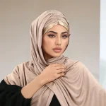 Écharpe Hijab instantanée en Jersey Modal pour femmes, sangle en Satin, châle extensible, bandeau musulman uni, longues enveloppes à la mode, Turban islamique