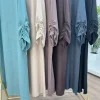 abaya à manches froncées pour femmes, abaya fermée, robe musulmane turque, tissu froissé fin et ample, vêtements islamiques, caftan modeste