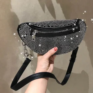 JOWaist-Sac banane de luxe pour femme, sac banane, sac à main, sac banane, sac à main, sacs à bandoulière, sacs de poitrine, Flash Diamond, Gels Fashion, initié à la hanche
