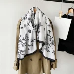 Foulard à fleurs respirant pour femmes, en Polyester à motifs d&rsquo;oiseaux, grand châle fin, absorbant la sueur, léger, protection solaire