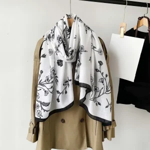 Foulard à fleurs respirant pour femmes, en Polyester à motifs d&rsquo;oiseaux, grand châle fin, absorbant la sueur, léger, protection solaire