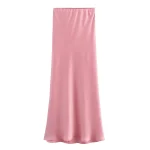 Jupe longue élégante en satin pour femme, taille haute, midi, bureau, mode, été