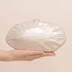 Pochette de luxe en acrylique pour femmes, pochette à cadre blanc perle, portefeuille de mariage, soirée, mignon ivoire, sac à main Pro