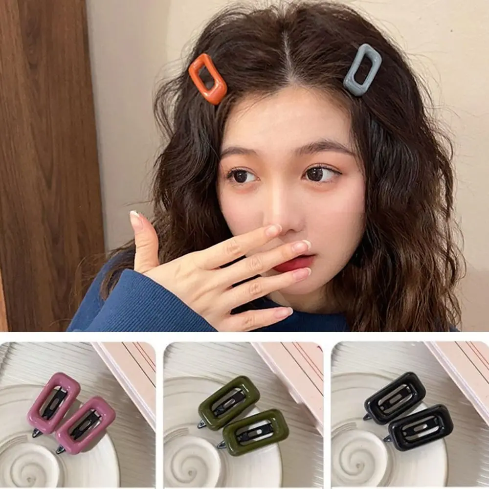 1 paire de pinces à cheveux de Style coréen, simples, légères, assorties à tout, Barrettes carrées de couleur Morandi, accessoires pour cheveux