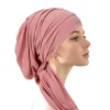 nouveau chapeau extensible pré attaché femmes musulman hijab bonnets bonnet turban foulard islamique perte de cheveux chapeaux chimio casquette turbante mujer