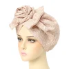 casquette africaine mariage nigérian gele indien femmes hijab en relief front grande fleur foulard chapeau couleur unie chapeau musulman