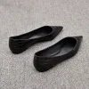 chaussures plates noires pour femmes, petite taille 2025, tête pointue, cuir pu, motif pierre, été