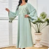 abaya robe longue arabe avec perles pour femme, tenue de soirée musulmane, caftan jalabiya, dubaï, maroc, educatif, ramadan, eid