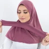 Prêt à porter couverture complète intérieure instantanée Hijab qualité supérieure Jersey écharpe avec boutons à nouer au dos femmes musulmanes Turban casquettes