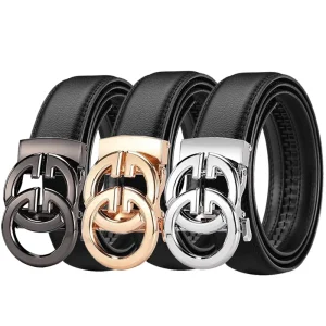 Ceinture pour hommes d&rsquo;affaires de mode véritable marque de luxe ceinture boucle en métal ceinture en cuir PU de haute qualité ceinture souple avec pantalon Cargo jean