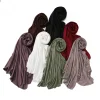 liseré ondulé fériel jersey hijab écharpe champignon bord couleur unie lait soie écharpe foulard châle foulard en soie stretch tricoté femmes
