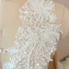 1 paire.14x36cm. applique brodée de fleurs en dentelle perlée 3d pour mariée, accessoires de couture de voile de robe de mariée.