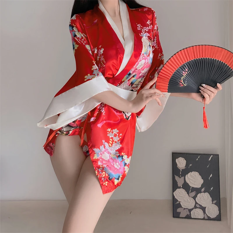 ensemble uniforme kimono érotique, robe kimono geisha, pornographie, chemise de nuit cosplay sexy, pyjama de rajeunissement avec nœud, vêtements de prostitution