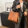 sac fourre tout en cuir pu pour femme, sac à main à large sangle, marron café, haute qualité, marque de mode féminine, sac de trajet