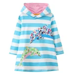 T-Shirt à capuche à manches longues pour filles, robe décontractée chaude et mignonne pour enfants en bas âge, hauts en coton printemps-automne, manteau en Jersey pour enfants 2-7T