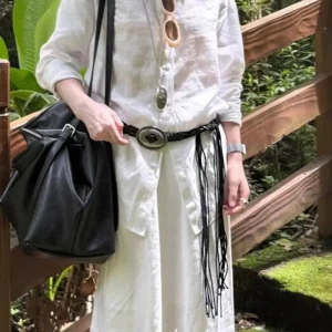 Ceinture élégante de Style ethnique, tissée, rétro, Style bohème, corde de taille, pompon creux, chaîne de plage