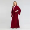 abaya robe longue d'été ouverte pour femmes musulmanes, turquie, dubaï, islam fashion, kaftan noir et rouge, ropa de prière élégant