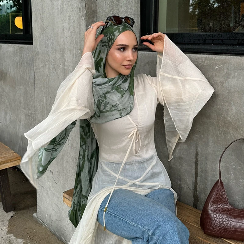 Écharpe hijab en satin imprimé de créateur, châle musulman long, respirant et doux, à la mode