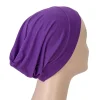 1pc couleur unie simple turban casquette élastique casquette intérieure bandeau décontracté bonnet sous écharpe ramadan hijab foulard chimio chapeaux