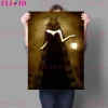 vampire noir voile portrait gothique masque mur art toile peinture décor à la maison effrayant noir sorcière affiche et impression sans cadre