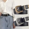 Ceinture en cuir PU vintage pour femmes, ceinture sculptée pour hommes, ceinture de jeans bon marché, style punk, hip hop et rock, Y2K
