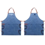 Tablier à bretelles en coton de qualité supérieure avec logo personnalisé, idéal pour les cuisinières, les cafés et les restaurants