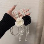 Ceintures de taille rétro en perles de fleur de camélia, accessoires décoratifs pour robe, ceinture élastique élégante, chaîne de taille en perles, fournitures pour vêtements