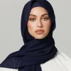 2 pièces/ensemble hijab en mousseline de soie avec sous capuchon couleur unie musulman hijab châle élastique intérieur islam turban mode bandeau bonnet 2 pièces