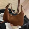 sac à main en velours pour femmes, sac à bandoulière en daim, sacs à bandoulière décontractés de luxe de styliste, pochette hobo en croissant pour dames