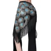 Écharpe de hanche de danse du ventre à pampilles à paillettes pour femmes, carnaval indien, performance sur scène rave, taille brodée, jocostume, jupe ronde, ceinture