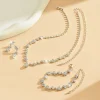 ensemble de bijoux de mariée en cristal brillant, strass, boucles d'oreilles, bracelet, collier de luxe, banquet