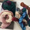 foulard en lin de coton rétro automne hiver plissé soie longs châles musulman froissé hijab foulard dégradé couleur froissé foulards