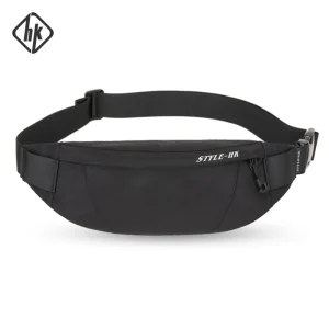Hk Fanny Pack noir étanche argent ceinture sac hommes sac à main adolescent voyage portefeuille ceinture mâle taille sacs étui à cigarettes pour téléphone