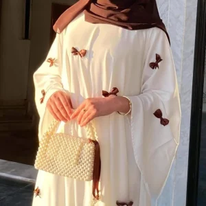 Robe longue arabe pour femmes, avec manches cloche et nœud papillon, Abaya du moyen-orient, dubaï, grande taille, robe d&rsquo;été à la mode