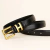 Ceinture de marque de luxe pour femmes, en cuir véritable, avec boucle ardillon dorée, ceinture décorative à la mode pour manteaux, jupes et jeans