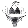 ensemble deux pièces triangle bandage femme maillots de bain été sexy noir et blanc rayé bikini maillot de bain plage femmes style bikini