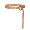 2025 nouveau bohème macramé tressé ceinture noir chameau beige longue corde tissé noeud style ethnique à la main vacances femmes ceintures bz0003