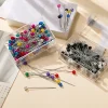 aiguilles à tête de perle rondes colorées de 37mm, 100 pièces/boîte, épingles à coudre droites pour la couture, bricolage, outils de couture, positionnement