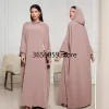 Nouvelle mode musulmane 2025 femmes couleur unie décontracté à la mode élégant à manches longues à capuche Abaya femme Jalabiya vêtements manteau robes