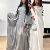 ramadan eid abayas pour femmes modeste mode miroitant chauve souris satin abaya dubaï luxe 2024 caftan musulman robe kebaya robes