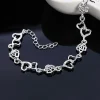 magnifique bracelet en argent sterling 925 pour femmes, joli cœur, chaîne de fleurs, à la mode, fête de mariage, joli bijou pour dame