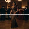 aso ebi – robe de soirée marron pour femmes, asymétrique épaule dénudée, plissée, robes de fête de mariage africaines, longue robe d'occasion formelle personnaliséeaso ebi robes de soirée marron pour les femmes une épa