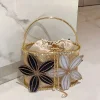 Femmes soirée pochettes fleur paillettes sac à main Boutique à la main Bling strass métal Cage sacs à main sacs à main de mariage